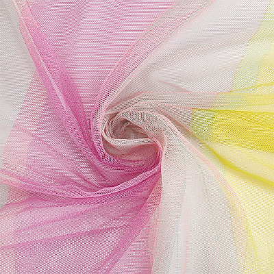 Rainbow Color Gradient Polyester Mesh Fabric DIY-WH0453-84-1