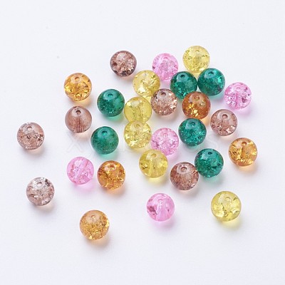 Baking Paint Crackle Glass Beads DGLA-X0006-8mm-08-1