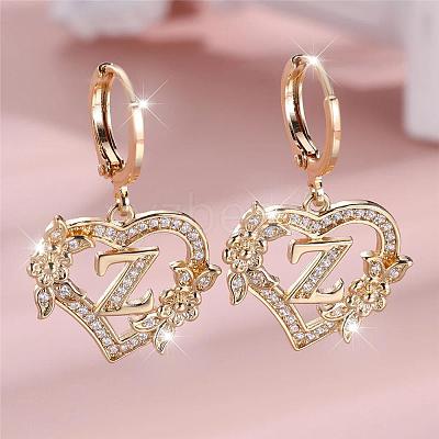 Heart Brass Micro Pave Clear Cubic Zirconia Hoop Earrings FS-WGD5D87-26-1
