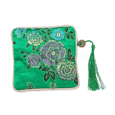 Chinese Brocade Tassel Zipper Jewelry Bag Gift Pouch ABAG-F005-03-1