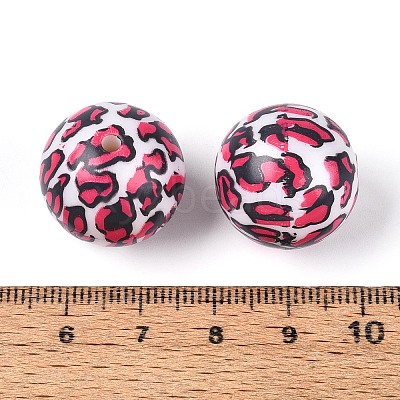 ABS Plastic Leopard Print Round Beads SACR-T017-75B-02-1