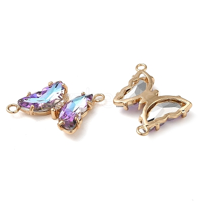 Brass Pave Faceted Glass Connector Charms X-FIND-Z020-04G-1