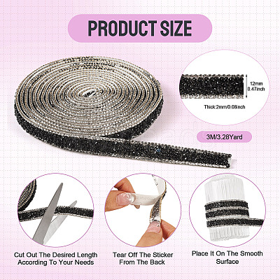 Hotfix Rhinestone Ribbon Trimming DIY-TAC0051-002B-1-1