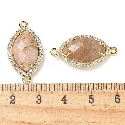 Natural Sunstone Faceted Horse Eye Connector Charms G-G181-07G-01-1