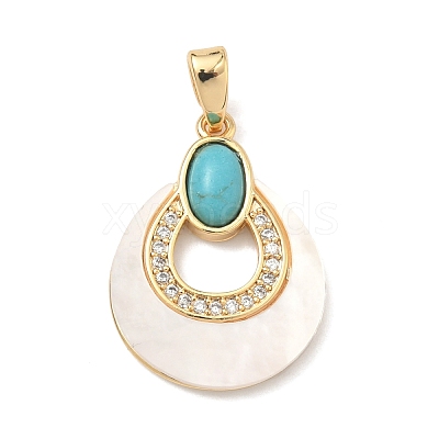 Brass Micro Pave Clear Cubic Zirconia Pendants KK-G556-01G-02-1