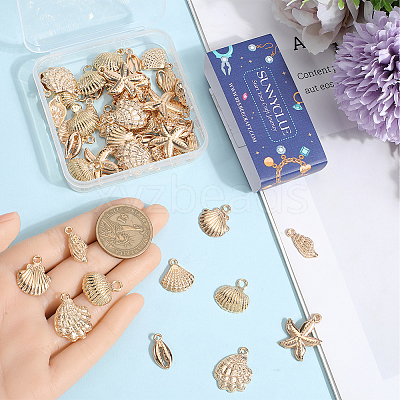 56Pcs 7 Styles Light Gold Marine Animal Alloy Pendants FIND-SC0012-78-1