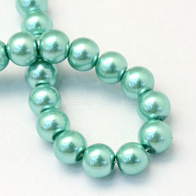 Baking Paint Pearlized Glass Pearl Round Bead Strands X-HY-Q330-8mm-32-1