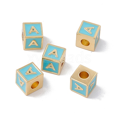 Rack Plating Brass Enamel Beads KK-B060-04G-06A-1