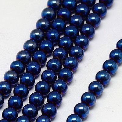 Electroplate Non-magnetic Synthetic Hematite Beads Strands G-J169A-4mm-03-1
