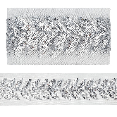 5Yards Polyester & Plastic Paillette Embroidery Ribbons OCOR-CY0003-25-1