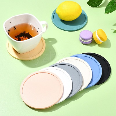 8 Pcs 8 Colors Silicone drainage insulation coaster with marble pattern ST-CJ0008-10-1