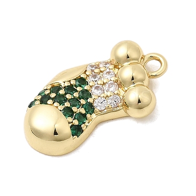 Christmas Brass Micro Pave Cubic Zirconia Pendants KK-L258-04G-F01-1