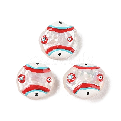 Natural Keshi Pearl Enamel Beads PEAR-G014-04C-1