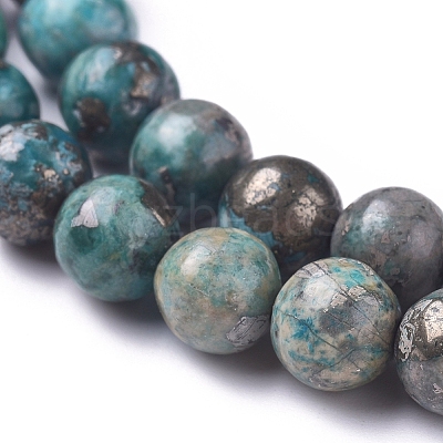 Natural African Pyrite Beads Strands G-D0006-C04-6mm-04-1