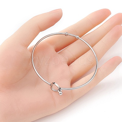 Stainless Steel Hollow Out Heart Bangle BJEW-YW0001-08P-1