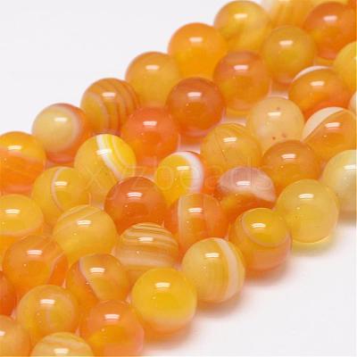 Natural Striped Agate/Banded Agate Bead Strands G-K155-A-10mm-06-1
