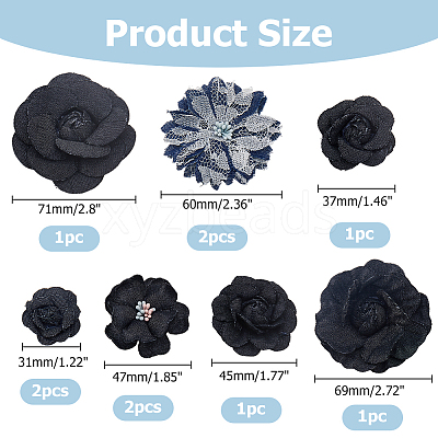 10Pcs 7 Styles Denim Flower for Clothes Garment Accessories Decorative DIY-HS0001-82C-1