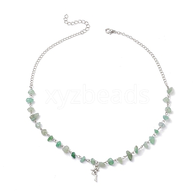 Natural Green Aventurine Chip Beads Necklaces for Women NJEW-JN04804-1