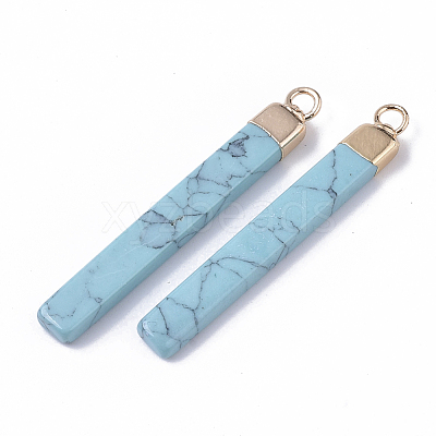 Top Golden Plated Synthetic Turquoise Pendants G-S359-028D-1