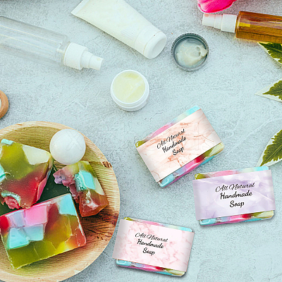 90Pcs 9 Style Rectangle with Marble Pattern & Word Handmade Soap Paper Tag DIY-PH0002-77B-WH-1