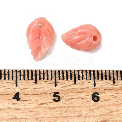 Synthetic Coral Dyed Leaf Charms CORA-Q034-01-06-1