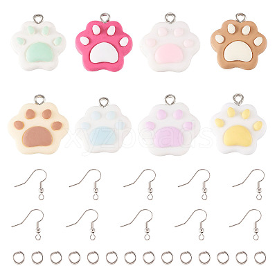 DIY Cat Paw Print Resin Dangle Earring Making Kit DIY-TA0009-51-1