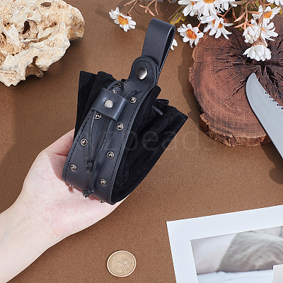 Medieval PU Leather Waist Belt Pouches with Alloy Rivets AJEW-WH0678-30B-1