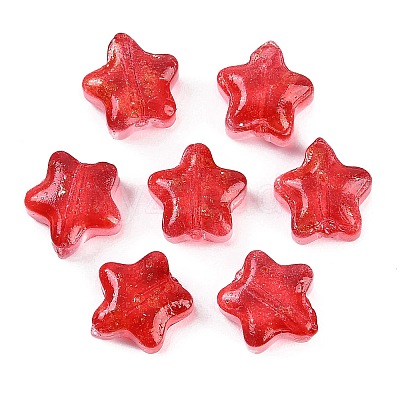 Transparent Spray Painted Frosted Glass Beads GLAA-NH0003-01I-1