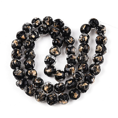Handmade Gold Foil Glass Beads Strands FOIL-N029-04E-1