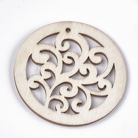 Undyed Wood Big Pendants WOOD-T016-08C-1