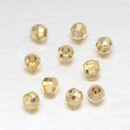 Faceted Round Brass Spacer Beads KK-L147-190-4mm-NR-1