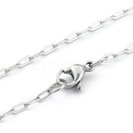 Non-Tarnish 304 Stainless Steel Paperclip Chain Necklace with Lobster Claw Clasps for Men Women NJEW-H205-03P-01-1