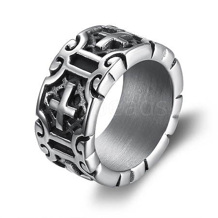 Cross Stainless Steel Wide Band Rings for Unisex PW-WG1DCF9-02-1