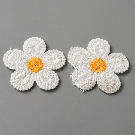 5-Petal Flower Shape Two Tone Crochet Appliques DIY-WH0399-61F-1