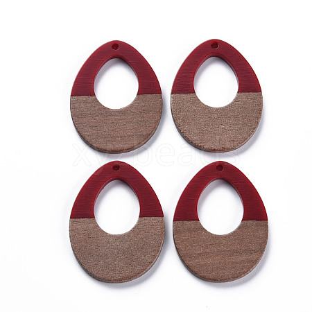 Opaque Resin & Walnut Wood Pendants RESI-T035-37A-1
