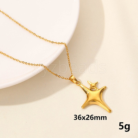 Vintage Stainless Steel Star Pendant Necklaces ZQ4868-12-1