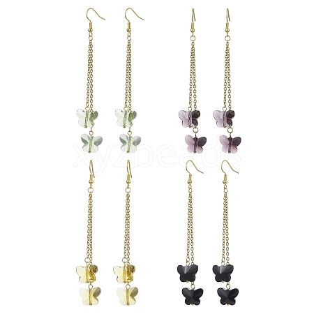 Butterfly Glass Dangle Earrings EJEW-JE05858-1