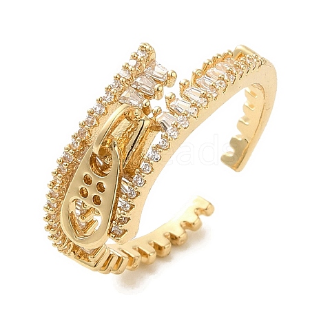 Brass Micro Pave Cubic Zirconia Cuff Rings RJEW-E295-48G-02-1