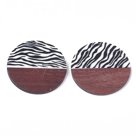 Printed Resin & Wood Pendants X-RESI-S358-61-1