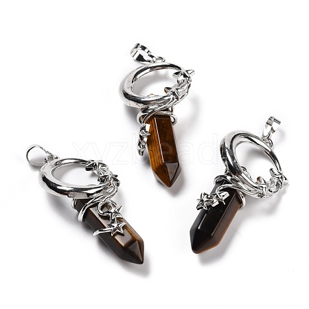 Natural Tiger Eye Pointed Pendants G-I0322-03P-05-1