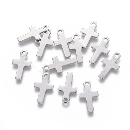 Tarnish Resistant 201 Stainless Steel Tiny Cross Charms STAS-L233-072P-1