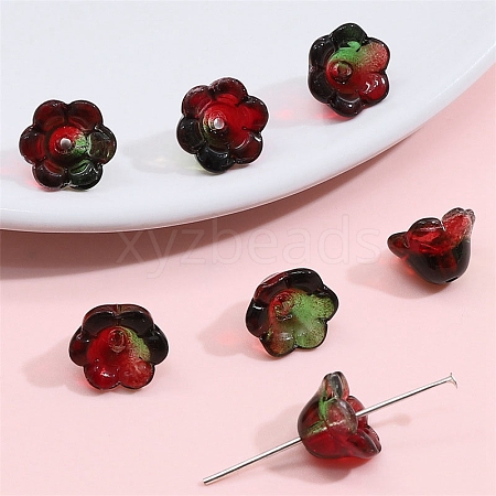 10Pcs Gradient Color Transparent Glass Bead Caps PW-WG464DA-22-1