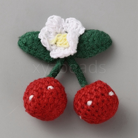 Polyester Crochet Cherry DIY-WH0622-391D-1