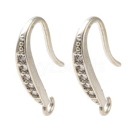 Rack Plating Brass Micro Pave Clear Cubic Zirconia Earring Hooks KK-A231-06S-1