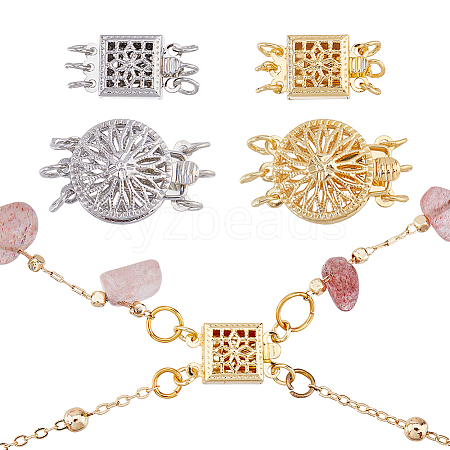 4Pcs 4 Styles Brass Box Clasps KK-HS0015-76B-1