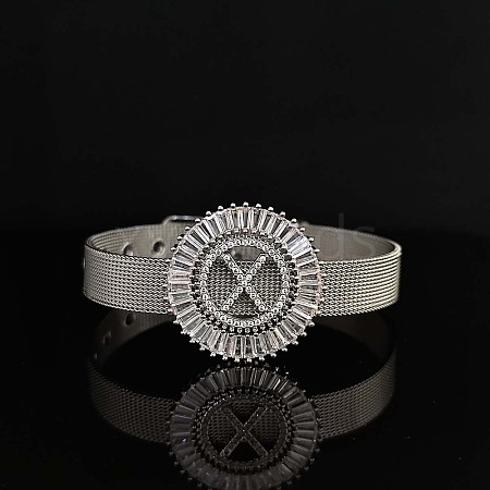 Brass Micro Pave Clear Cubic Zirconia Bangles for Women FS-WGA7409-28-1