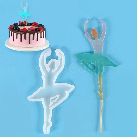 Ballet Dancer Shape Food Grade Silhouette Silicone Lollipop Molds DIY-D069-07-1