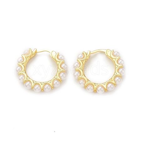 Plastic Imitation Pearl Beaded Hoop Earrings EJEW-G340-01G-1