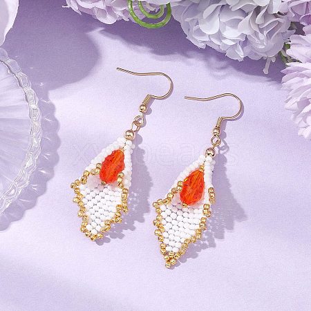 Glass Seed Beads Dangle Earrings EJEW-MZ00327-1