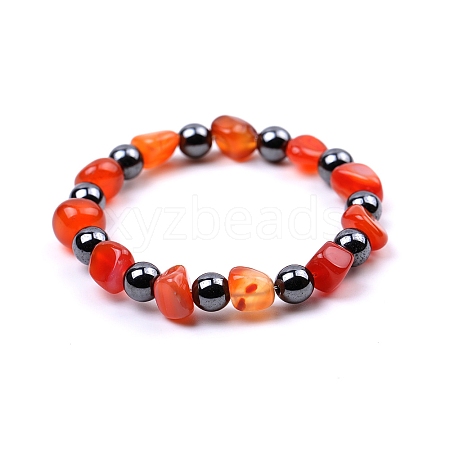 Dyed Natural Agate Beaded Stretch Bracelets PW-WG1B074-01-1